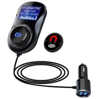 Jelaty Bluetooth FM Transmitter for Car, Wireless in-Car Transmitter Adapter Car Kit Car Dual USB Charger Ports, 1.4 Inch Display TF Card Slot, Support Hands-Free Calling