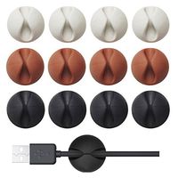 Tailbox 12 Pack Multipurpose Self Adhesive Cable Clips - Smart Wire Cable Drop Clips Holders Line Fixer Organizer Cord Management System for Computer, Electrical, Charging or Mouse, USB Cord