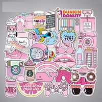 50pcs/Pack PVC Waterproof Pink Girls Fun Sticker Toys for Children for Moto Car & Suitcase Laptop Stickers (B)