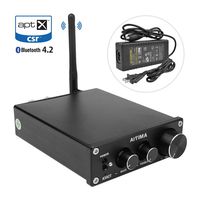 AIYIMA TPA3116 HiFi Stereo Audio Amplifier with Bluetooth 4.2 & 2.0 CH Class D Integrated Digital Amp with Bass and Treble Control & Power Supply (Black)