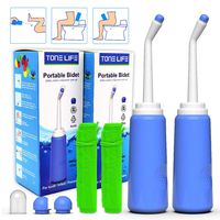 2PCS-Pack Portable Bidet Shower-| 2 Nozzle + Dust Cap |- 500ml 17oz Travel Bidet Bottle for Hand Bidet - Personal Cleansing Toilet Bidet Sprayer - For Personal Hygiene - with Storage Bag