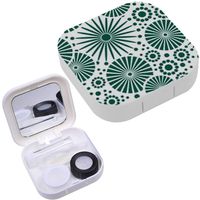 Portable Contact Lens Case Box Travel Kit Mirror + Bottle + Tweezers Container Holder [ Floral ]