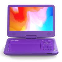 ieGeek 12.5" Portable DVD Player, Car Travel DVD Players with 5 Hrs Rechargeable Battery, Region-Free Video Player with HD Swivel Screen for Kids Elderly, Remote Control, Sync TV, USB&SD, Purple