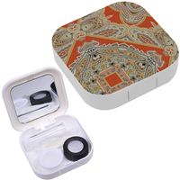 Portable Contact Lens Case Box Travel Kit Mirror + Bottle + Tweezers Container Holder [ Paisley Elegant ]
