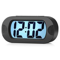 Easy to Set, Plumeet Large Digital LCD Travel Alarm Clock with Snooze Good Night Light, Ascending Sound Alarm & Handheld Sized, Best Gift for Kids (Black)