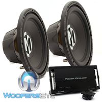 pkg (2) Memphis 15-SRX12S4 12" 250W RMS 500W Max Subwoofer + Power Acoustik RZ1-1500D Monoblock 1500W Max Class D Amplifier