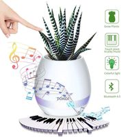 TOKQI Music Flowerpot Wireless Speakers Night Light Breathing LED Musical Flowerpot Smart Plant Pots Play Piano by Touching Plants Office Home Decor Festivel Gift (White)