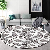 RUGSMAT Football Modern Machine Washable Round Bath Mat,Sports Inspired Pattern Coffee Table Mat Non-Skid Living Room Carpet Diameter-39