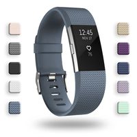 POY Replacement Bands Compatible for Fitbit Charge 2, Classic Edition Adjustable Sport Wristbands, Small Blue-Gray