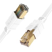 CableGeeker Cat 8 Ethernet Cable 1ft Shielded - Cat8 SFTP Flat Internet Cable (Upgraded 26AWG, 40Gbps, 2000Mhz) High Speed LAN Network Patch RJ45 Cable for Router, Modem, Gaming, Outdoor - White
