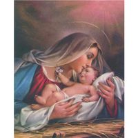 Diy 5D Diamond Painting by Number Kits, Full Drill Crystal Rhinestone Pictures Arts Craft for Home Wall Decor Gift, Madonna and Child(No Frame)