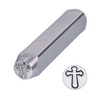 BENECREAT 6mm 1/4" Cross Design Stamps, Metal Punch Stamp Stamping Tool - Electroplated Hard Carbon Steel Tools to Stamp/Punch Metal, Jewelry, Leather, Wood