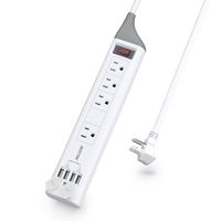 BESTEK 5V 4.2A USB Power Strip, 4 USB Charging Ports 4-Outlet Surge Protector with 15A 125V, 6 Feet Heavy Duty Extension Power Cords, Right Angled Flat Plug, 500Joules, FCC ETL Listed
