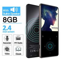 8GB MP3 Player with Built in Speaker 2.4 inch Screen Touch Buttons Metal Shell FM Radio Voice Recorder Ebook Clock Sport MP 3 HiFi Mini USB Music Player Portable Walkman GREATLINK (Gray)