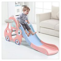 Kuhxz Children's Play Slide Folding Slide for Kids, First Slide with Climb Slide & Basketball Frame 4-1 Design, Kid Slide as Birthday Unisex,Indoor Outdoor Use Sports Game