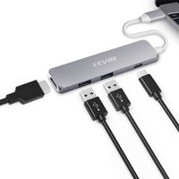 USB C Hub Type C Adapter - 4 in 1 Aluminum Dock USB Type C with HDMI 4K Output/2 USB 3.0 Ports for MacBook Pro, 2015/2016 MacBook, Google Chromebook and Other USB C Devices (grey)