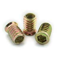 LQ Industrial 30pcs 5/16"-18 20mm Furniture Screw-in Nut Carbon Steel Color Zinc Plated Bolt Fastener Connector Hex Socket Drive Threaded Insert Nuts for Wood Furniture