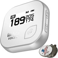 Golf Buddy Bundle Voice 2 GolfBuddy Voice2 Easy-to-Use Talking GPS, White/Silver + 1 Custom Ball Marker Hat Clip Set (American Eagle)