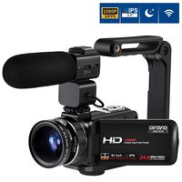 Video Camera Camcorder, ORDRO Full HD Camcorder 1080P 30FPS FHD 24MP 3.1'' IPS Touch Screen Video Camera WiFi Night Vision Camcorder with Microphone, Wide Angle Lens and Camera Holder
