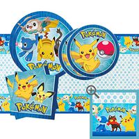 Pokemon Party Bundle 9" Plates (16) 7" Plates (16) Napkins (16) Table Cover (1)