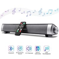 Bluetooth Sound Bar 15.7 Inches Portable Wireless Speakers for Home Theater Surround Sound with Built-in Subwoofers for TV/PC/Phones/Tablets with Remote Control