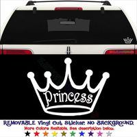 GottaLoveStickerz Princess Crown Girl Permanent Vinyl Decal Sticker for Laptop Tablet Helmet Windows Wall Decor Car Truck Motorcycle - Size (10 Inch / 25 cm Wide) - Color (Gloss White)