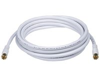 Monoprice RG6 Quad Shield CL2 Coaxial Cable with F Type Connector, 10ft, White