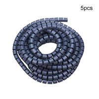 Othmro Gray 5pcs 16mm 5M Length Polyethylene Computer Manage Cord Cable Wire Spiral Wrap