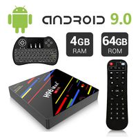 Android 9.0 TV Box, H96 Max+ TV Box 4GB 64GB RK3328 Support H265 VP9 2.4G 5G WiFi 100M LAN Bluetooth KD18 USB3.0 Smart 4K Android TV Box+Wireless Keyboard (Backlit)