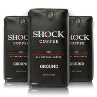 Shock Coffee Ground. The Strongest Caffeinated All Natural Coffee, Up to 50% more Caffeine than Regular Coffee, 3 pounds