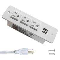 Conference Recessed Power Strip with USB 9.8 Feet Power Cord 3 AC Outlets 2 USB Hubs Hidden Mounted Power Socket for Furniture Office Desk Sofa Cabinet