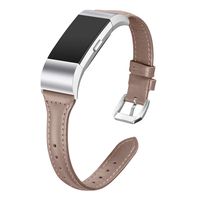 bayite Bands Compatible with Fitbit Charge 2, Slim Genuine Leather Band Replacement Accessories Strap Charge2 Women Men, Caramel Chocolate Small