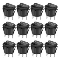 12 Pcs SPDT Snap-in ON-Off-ON 3 Pin Round Snap Rocker Boat Switch Black AC 250V 6A 125V 10A for Car Auto Boat Household Appliances by MXRS
