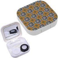 Portable Contact Lens Case Box Travel Kit Mirror + Bottle + Tweezers Container Holder [ Geometric Repeating ]