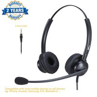 Cell Phone Headset with Microphone 3.5mm Headset Dual Ear Compatible with iPhone Samsung ZTE Huawei Xiaomi etc Smartphones