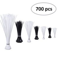 Zip Ties Self-Locking 4+6+8+14.6-Inch Nylon Cable Ties in Black & White (Combo Pack 700pcs)