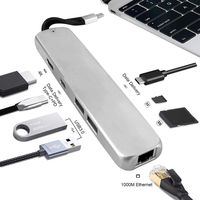 USB C Hub, 8-in-1 Aluminum USB C Adapter with Ethernet Port, Type C PD Charging Port,4K USB C to HDMI Adapter, USB 3.0 SD/TF Card Reader, 2 USB 3.1 Ports- Multiport Adapter for MacBook Pro