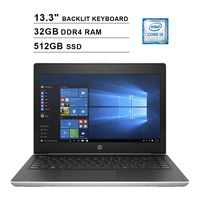 2019 Newest HP ProBook 430 G5 13.3 Inch HD Laptop (Inter Core i5-7200U up to 3.1GHz, 32GB DDR4 RAM, 512GB SSD, Intel HD Graphics 620, Backlit Keyboard, HD Webcam, Windows 10 Pro)