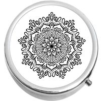 Black and White Mandala Medicine Vitamin Pill Box