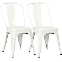 Poly and Bark Trattoria Kitchen and Dining Metal Side Chair in White (Set of 2)
