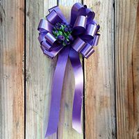 Purple Pull Bows with Tulle Tails and Rosebuds - 8" Wide, Set of 6, Wedding Pew Bows, Reception, Aisle Decoration, Anniversary, Cancer Awareness, Fundraiser, Mardi Gras, School Dance, Birthday, Party