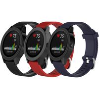 QGHXO Band for Garmin VivoActive 3, Soft Silicone Replacement Watch Band for Garmin VivoActive 3 / Garmin Vivoactive 3 Music/Garmin Forerunner 645 Music (No Tracker) (A-Black&Red&Navy, Large)