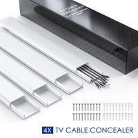 TV Cable Concealer, 62.8in Cord Cover on Wall, PVC Paintable Cable Cover Raceway Kit to Organize Cables to Wall Mounted Flat Screen TVs, 4 x Wire Hider Channel, L15.7in W2.36in H0.75in Each, CC07