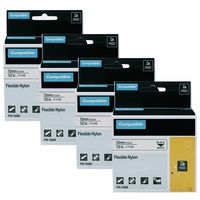 4 Pack Replace DYMO 18488 Rhino Industrial 1/2'' Black on White Flexible Nylon Label Tapes for DYMO Rhino Industrial 4200, 5000, 5200, 6000 Label Maker
