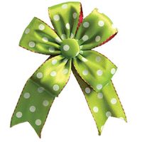 Caspari Dots Ribbon Bow in Green, Pink & White Dots - 1 Each