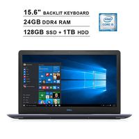 2019 Premium Dell G3 15.6 Inch FHD 1080P Gaming Laptop (Intel Core i5 2.3GHz up to 4.0GHz, 24GB DDR4 RAM, 128GB SSD + 1TB HDD, Nvidia GTX 1050Ti 4GB, Backlit Keyboard, Bluetooth, WiFi, Windows 10)