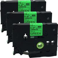 NEOUZA 3PK Compatible for Brother P-Touch Laminated TZe TZ Label Tape Cartridge 12mm x 5m (TZe-D31 Black on Green Fluorescent)