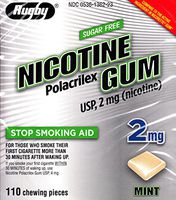 Nicotine Gum 2 mg Mint Flavor Sugar Free Generic for Nicorette Gum 110 Pieces per Box