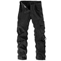 Jiayit Men's Men Cargo Work Pants Hiking Sport Holiday Cotton Multi-Pocket Overalls Outdoor Workwear Leisure Pants Cotton Trousers (32, Black)
