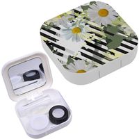 Portable Contact Lens Case Box Travel Kit Mirror + Bottle + Tweezers Container Holder [ Floral Camouflage Design ]